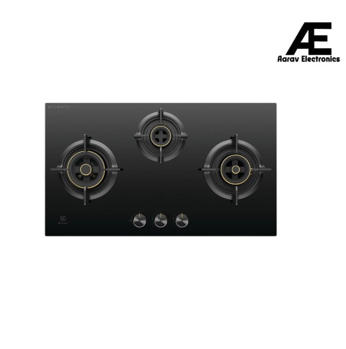 Electrolux 3 Burner Auto Ignition Glass Top 78cm Built-in Gas Hob, UltimateTaste 300, Black, EHG7330BC