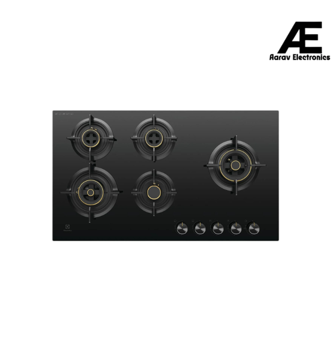 Electrolux 5 Burner Auto Ignition Glass Top 90cm Built-in Gas Hob, UltimateTaste 300, Black, EHG9530BC