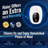 Haier Pret White Geyser 3 Litre 3KW Fast Heating Glass-Lined Instant Water Heater ABS Out Body for High-rise Building 8 Bar Instant Geyser for Kitchen&amp; Bathroom, Free Installation