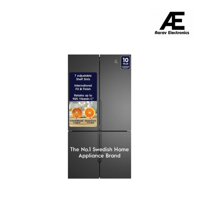Electrolux 634L Frost Free Side by Side French Door Refrigerator, GreenZone Technology, Inverter Compressor, EvenTemp, Matte Charcoal Black Steel, UltimateTaste 700, EQE5600B-B