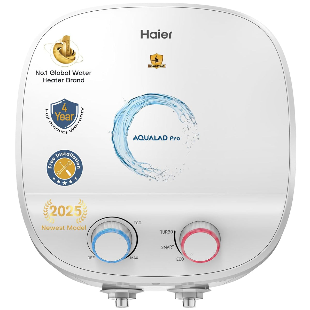 Haier Aqualad Pro Geyser 15 Litre 5 Star 1-3KW Adjustable Storage Water Geyser |Free Installation&Flexi Pipe| Warranty 10 Yr on Tank |Dual Control Knob |Shockproof Tech |Glassline Tank |9-Level Safety