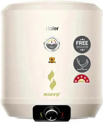 Haier Regenta Pro Water Geyser 15 ltr 5 Star 1-3 KW Convertible Electric Geyser Free Installation &amp; Connection Pipe| Warranty 10 Yr on Tank| Advanced PP Body| Shock Proof| Enamel Tank| 11-Level Safety ES15V-REGENTA (IVORY)