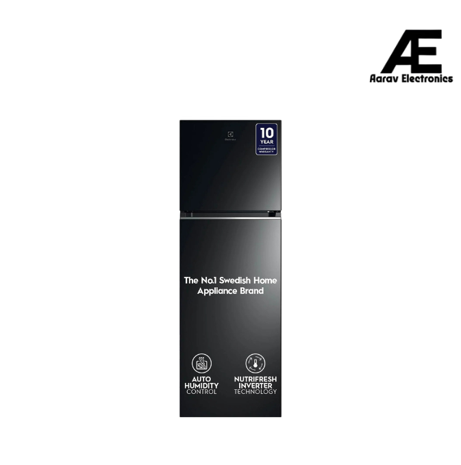 Electrolux 360L Frost Free Inverter Double Door Refrigerator, Top Freezer, TasteLockAuto & TasteSeal Technology, Glossy Black Steel, UltimateTaste 300, ETB3700K-H