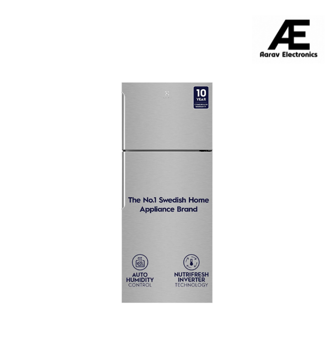 Electrolux 461L Frost Free Inverter Double Door Refrigerator, Top Freezer, TasteLockAuto &amp; TasteGuard Technology, Arctic Silver Steel, UltimateTaste 500, ETB4600C-A