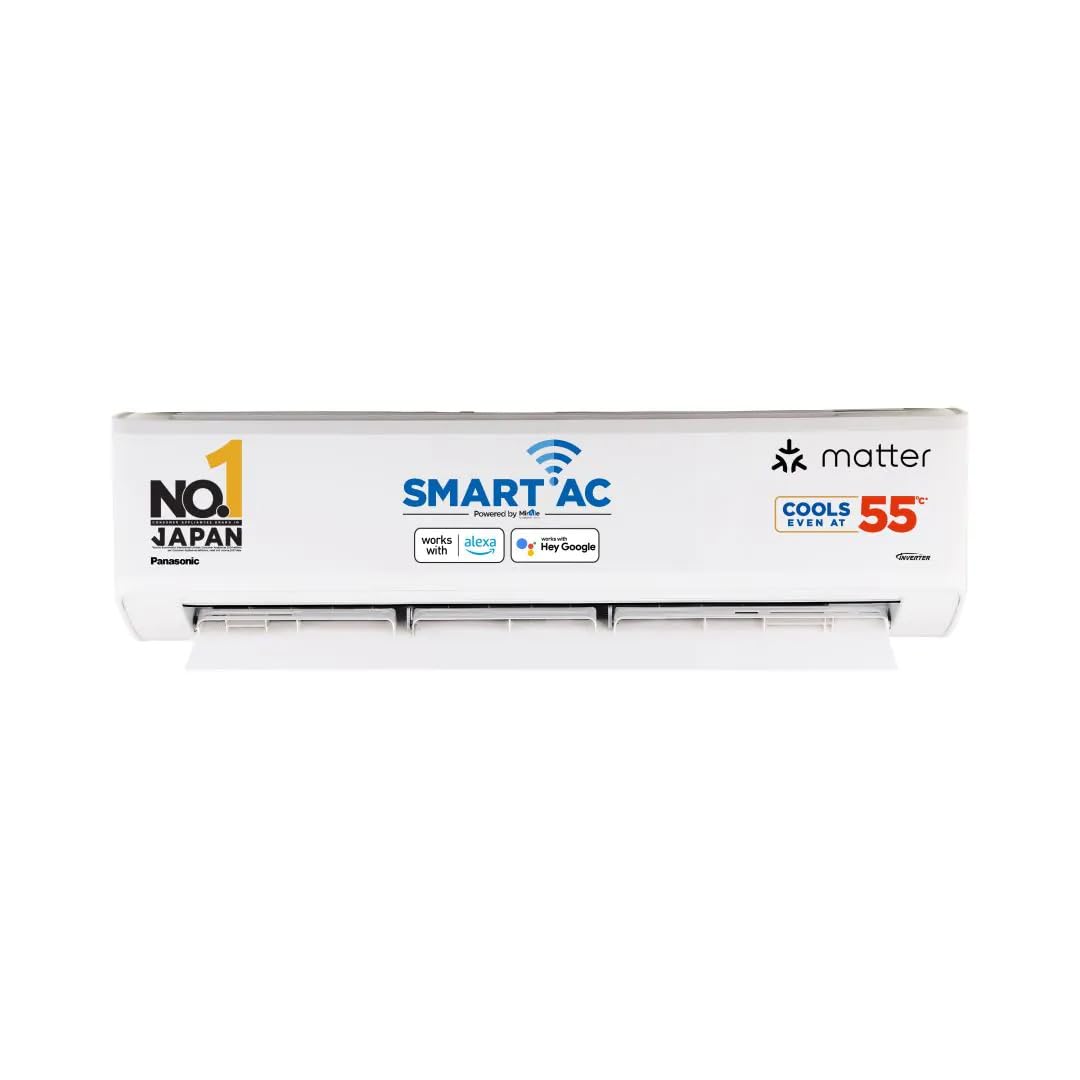 Panasonic EU 7 in 1 Convertible 1.5 Ton 5 Star Inverter Split Smart AC (100% Copper Condenser, CS/CU-EU18BKY5XFM), 55°Tested, PM0.1 Filter, Ag Clean, 4Way Swing, High CFM &amp; Eco tough Outdoor