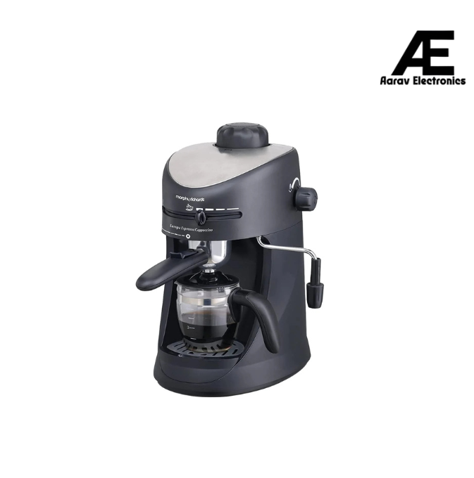 Morphy Richards Europa 800-Watt Espresso and Cappuccino Coffee Maker | Capacity 4-Cup|Coffee Strength Selector|Milk Frothing Nozzle|Removable Drip Tray for Easy Cleaning|2 Year Product Warranty| Black