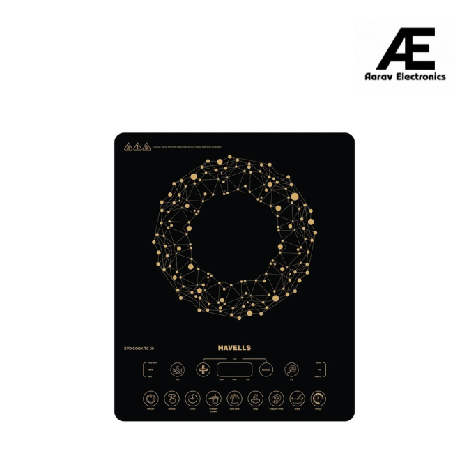 Havells EVO Cook TC20 Energy Efficent Induction (Black-grey), 2000Watt, with 8 Cooking Option, Auto Pan Detection Sensor &3 Year Coil Warranty, Child Lock, 10 Power Setting (200W-2000W)