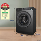 Electrolux 10kg 5 Star Front Load Washing Machine, AutoSense Technology, Full Load Steam Wash, Hygienic Care, EcoInverter Motor, UltimateCare 300, EWF1024M3SB, Dark Silver