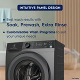 Electrolux 10kg 5 Star Front Load Washing Machine, AutoSense Technology, Full Load Steam Wash, Hygienic Care, EcoInverter Motor, UltimateCare 300, EWF1024M3SB, Dark Silver