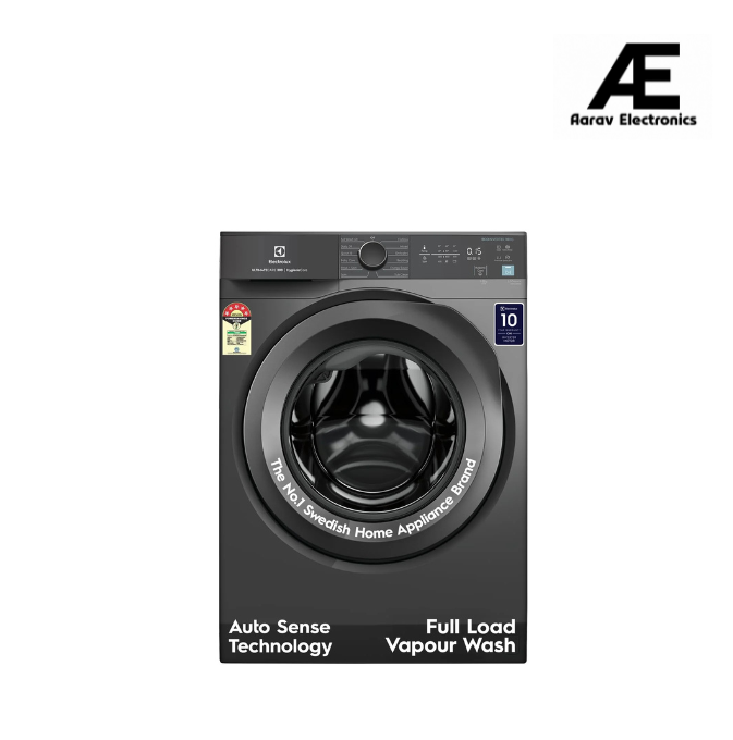 Electrolux 10kg 5 Star Front Load Washing Machine, AutoSense Technology, Full Load Steam Wash, Hygienic Care, EcoInverter Motor, UltimateCare 300, EWF1024M3SB, Dark Silver