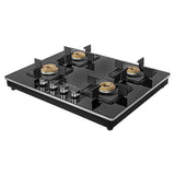 Faber 4 Burner Gas Cooktop with Forged Burners, Manual Ignition, Black Matt Finish & Diamond-Coated Pan Supports – Hob Cooktop Elite 4BB BK CI