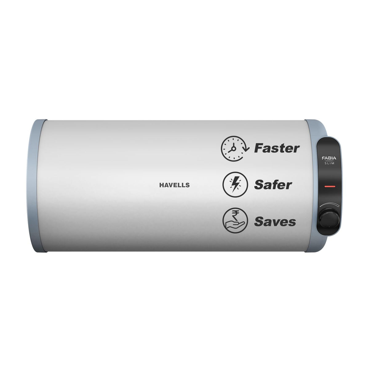 Havells Fabia Slim 15L Horizontal Right Storage Water Heater(Geyser)|Faster Heating|Safer to use|Saves electricity|Anti Rust Tank|Incoloy Element|7 Year Tank Warranty| Free Installation &amp; Flexi Pipes