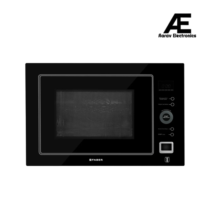 Faber 25 L Built-in Microwave Oven with Microwave, Grill & Convection, 10 Auto Cook Menus & Black Glass Finish - FBIMWO 25L CGS BK