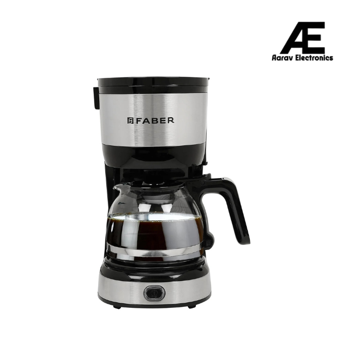 Faber Drip Coffee Machine FCM 0.6L SS BK 800W|| 4 Big Cups||Warming Plate- Keeps Coffee Warm for 30 mins