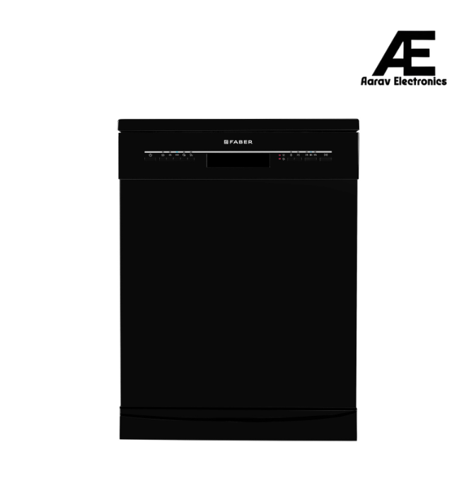 Faber 14 Place Settings Freestanding Dishwasher with 7 Washing Programs, Half Load, Child Lock, Natural Drying & Salt and Rinse Aid Indicators, Black – FFSD 7PR 14S BK