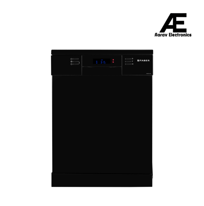 Faber 14 Place Settings Freestanding Dishwasher with 8 Washing Programs, Dual Zone Wash, Power Memory, LED Display, Child Lock & Natural Drying, Black – FFSD 8PR 14S BK