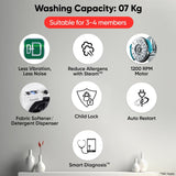 LG Smart Choice, 7 Kg, 5 Star, Steam, Inverter Direct Drive Technology, 6 Motion DD, Fully-Automatic Front Load Washing Machine (FHB1207Z2W, Remove Allergens &amp; Stain, In-Built Heater, Essence White)