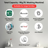 LG 9 Kg 5 Star Wi-Fi, Steam, Inverter Direct Drive Technology, 6 Motion DD, Fully-Automatic Front Load Washing Machine (FHB1209Z4W, Allergy Care, In-Built Heater, Touch Panel, Blue White)