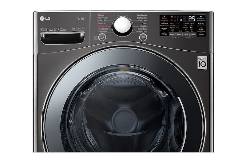 LG 21/12 kg Washer with Dryer with Wi-Fi EnabledAI Direct Drive Technology Ready to Wear Clothes with In-built Heater Black VCM (FHD2112STB)