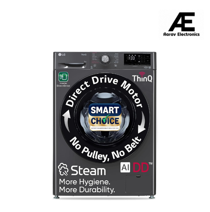 LG Smart Choice, 9 Kg, 5 Star, AI Direct Drive Technology, Steam, 6 Motion DD & Wi-Fi Fully-Automatic Front Load Washing Machine (FHP1209Z5M, Intelligent & Convenient Fabric Care, Middle Black)