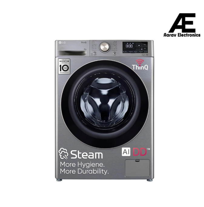 LG 10 Kg 5 Star Ai Direct Drive Wi-Fi Inverter Front Load Automatic Washing Machine (Fhp1410Z7P, Turbowash &amp; Steam For Hygiene Wash, Platinum)
