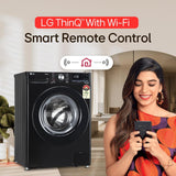 LG 12 Kg, 5 Star, AI Direct Drive Technology, Wi-Fi, Steam Fully Automatic Front-Loading Washing Machine (FHP1412Z3O, Intelligent &amp; Convenient Fabric Care, Allergy Care, In-Built Heater, Onyx Black)