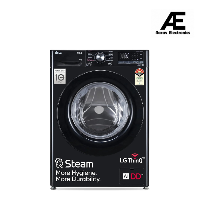 LG FHP1412Z3O 12 Kg 5 Star AI Direct Drive Wi-Fi Fully Automatic Front Load Washing Machine with Steam™, In-Built Heater, 6 Motion DD & Onyx Black
