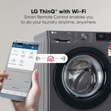 LG 9 Kg 5 Star Inverter Wi-Fi Fully-Automatic Front Loading Washing Machine with Inbuilt heater (FHV1409Z2M, Middle Black, AI DD Technology &amp; Steam for Hygiene)