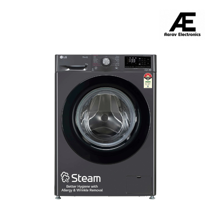 LG 9 Kg 5 Star Inverter Wi-Fi Fully-Automatic Front Loading Washing Machine with Inbuilt heater (FHV1409Z2M, Middle Black, AI DD Technology &amp; Steam for Hygiene)