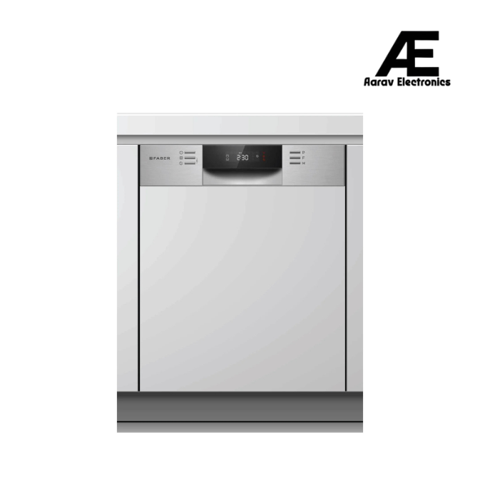 Faber 14 Place Settings Built-In Dishwasher with 8 Washing Programs, Power Memory, LED Display, Natural Drying & 1–24 Hours Delay, Inox Finish – FSID 8PR 14S