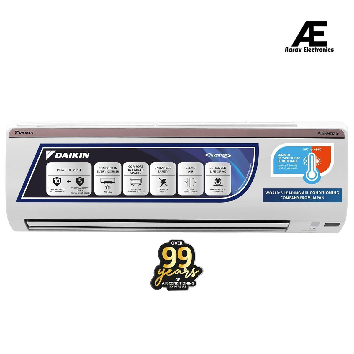 Daikin 1.8 Ton 3 Star Hot &amp; Cold Inverter Split AC (Copper, PM 2.5 Filter, FTHT60UV, White)