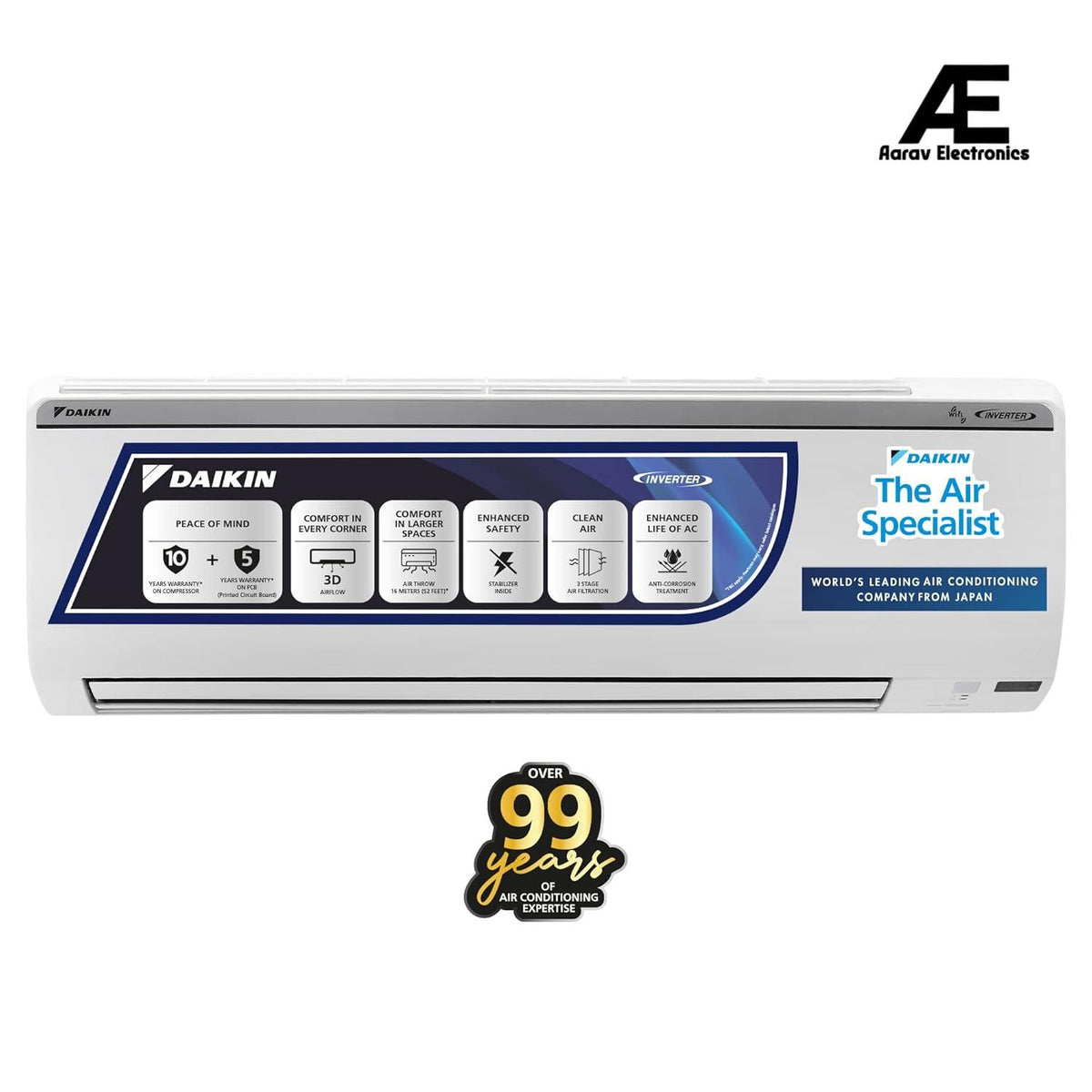 Daikin 1 Ton 5 Star Inverter Split AC (Copper, PM 2.5 Filter, FTKR35U, White)