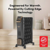 Havells 9 Fin Hestio Wave Fin OFR (Oil Filled Radiator)|Room Heater|2400 W|3 Heat Settings & PTC Fan Heater|Inclined Control Panel|Retractable Wheels| Comfortable Breathing|360° Heating (Black)