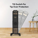 Havells 9 Fin Hestio Wave Fin OFR (Oil Filled Radiator)|Room Heater|2400 W|3 Heat Settings & PTC Fan Heater|Inclined Control Panel|Retractable Wheels| Comfortable Breathing|360° Heating (Black)