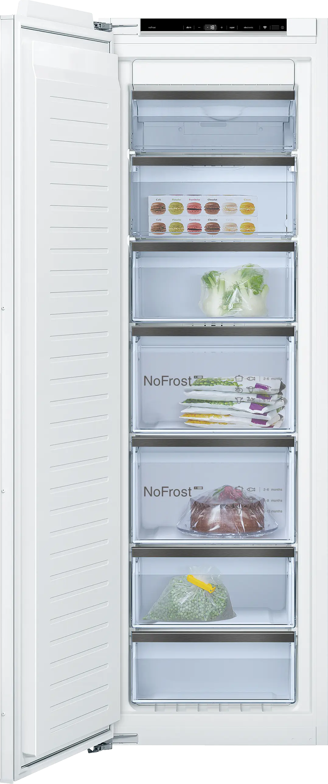 Bosch GIN81HD31I 212L Built-In No Frost Freezer, Home Connect, VarioZone, BigBox Drawer