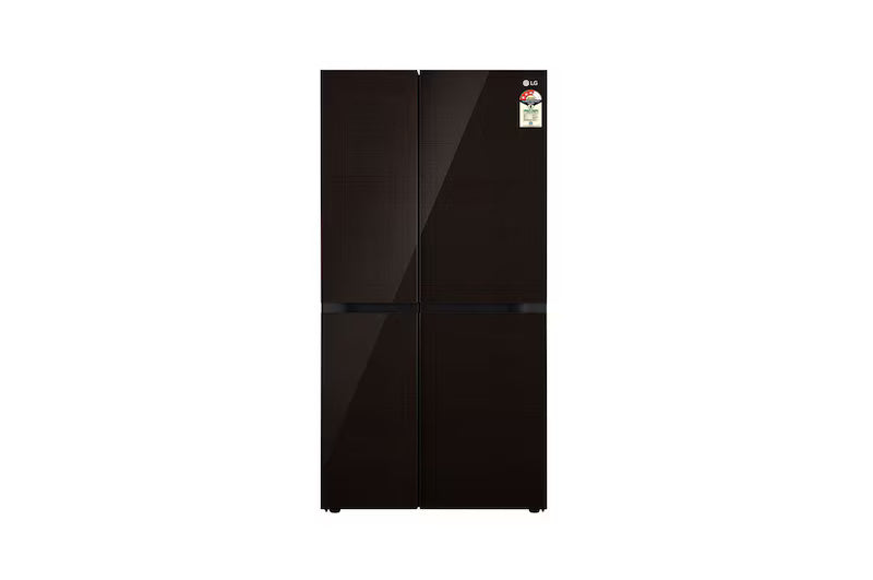 LG 650L Side by Side Refrigerator, Wi-Fi Convertible, DoorCooling+™, Premium Glass Door, Linen Brown Finish, 3 Star GL-B257DLN3