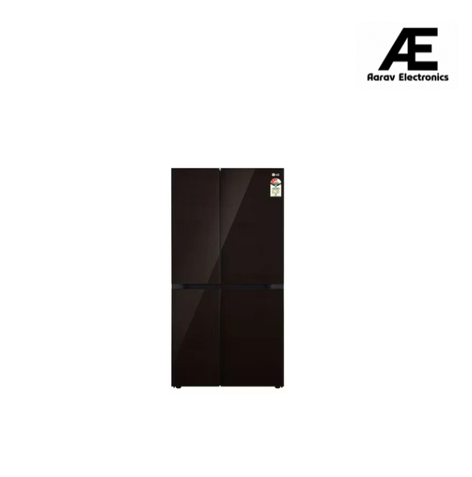 LG 650L Side by Side Refrigerator, Wi-Fi Convertible, DoorCooling+™, Premium Glass Door, Linen Brown Finish, 3 Star GL-B257DLN3