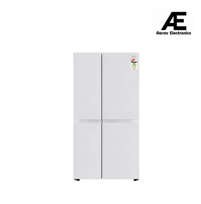 LG 650L Side by Side Refrigerator, Wi-Fi Convertible, DoorCooling+™, Premium Glass Door, Linen White Finish, 3 Star GL-B257DLW3