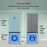LG 340 L, 2 Star, Frost Free, Double Door, Smart Inverter Compressor, Bottom Freezer Refrigerator with DoorCooling+, AI ThinQ, Wi-Fi Convertible (GL-B382CDSY,Dazzle Steel, Express Freeze)