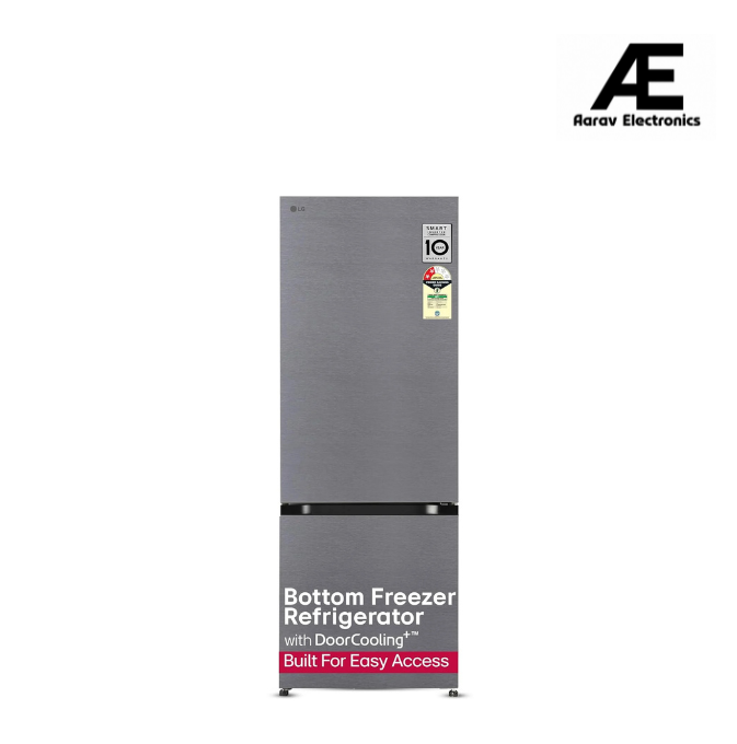 LG 340 L, 2 Star, Frost Free, Double Door, Smart Inverter Compressor, Bottom Freezer Refrigerator with DoorCooling+, AI ThinQ, Wi-Fi Convertible (GL-B382CDSY,Dazzle Steel, Express Freeze)