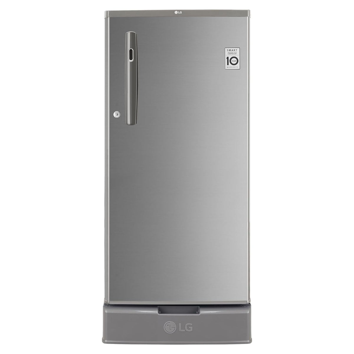 LG 185 L 3 Star Direct-Cool Single Door Refrigerator Appliance (GL-D199OPZD, Shiny Steel, Base stand with drawer)