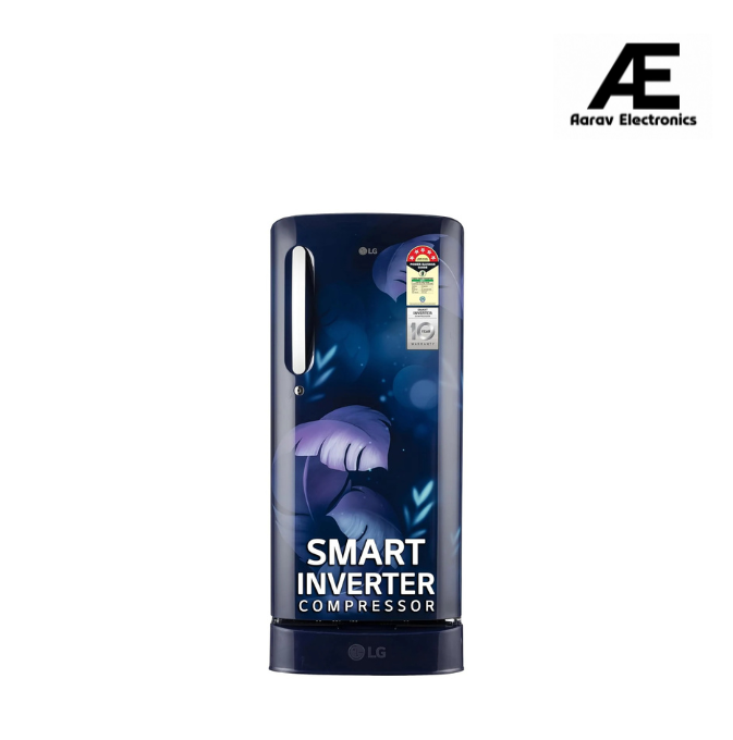 LG 185 L, 5 Star, Smart Inverter Compressor, Direct Cool Single Door Refrigerator (GL-D201ABIU.BBIZEBN, Blue ILAN, Moist N Fresh, Auto Smart Connect &amp; Base Stand Drawer)