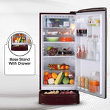 LG 185 L 5 Star Inverter Direct-Cool Single Door Refrigerator (GL-D201AESU, Scarlet Euphoria, Base stand with drawer)