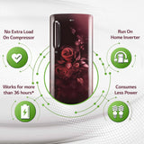 LG 185 L 5 Star Inverter Direct-Cool Single Door Refrigerator (GL-D201AESU, Scarlet Euphoria, Base stand with drawer)