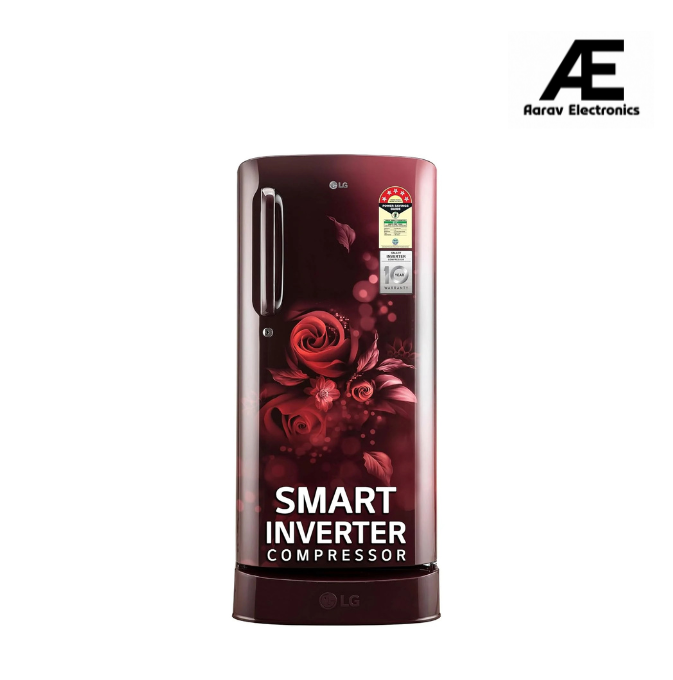 LG 185 L 5 Star Inverter Direct-Cool Single Door Refrigerator (GL-D201AESU, Scarlet Euphoria, Base stand with drawer)