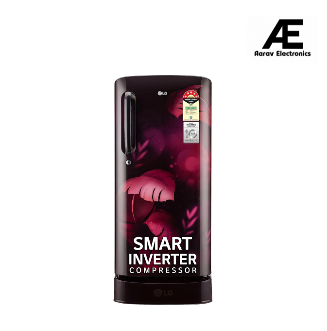 LG 185 L, 5 Star, Smart Inverter, Direct Cool Single Door Refrigerator (GL-D201APIU, Purple ILAN, Moist N Fresh, Auto Smart Connect &amp; Base Stand Drawer)