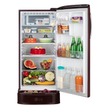 LG 201 Series 185 Litres 5 Star Direct Cool Single Door Refrigerator with Auto Smart Connect (GL-D201ASBU, Scarlet Bloom)
