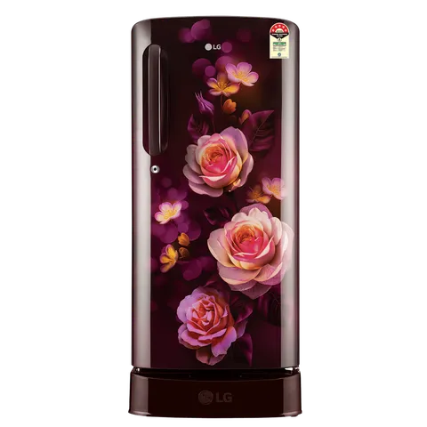 LG 201 Series 185 Litres 5 Star Direct Cool Single Door Refrigerator with Auto Smart Connect (GL-D201ASBU, Scarlet Bloom)