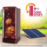 LG 185 L, 5 Star, Direct-Cool, Smart Inverter Compressor, Single Door Refrigerator with Fast Ice Making (GL-D201ASFU, Scarlet Florance, Runs on Home Inverter, Moist 'N' Fresh &amp; Base stand with drawer)