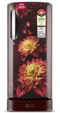 LG 185 L, 5 Star, Direct-Cool, Smart Inverter Compressor, Single Door Refrigerator with Fast Ice Making (GL-D201ASFU, Scarlet Florance, Runs on Home Inverter, Moist 'N' Fresh &amp; Base stand with drawer)